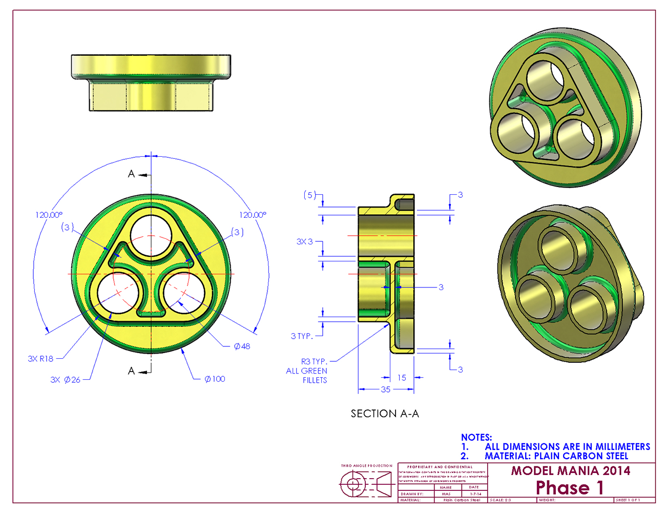 一个比较简单的Solidworks练习题