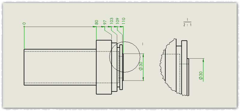 Solidworks局部放大视图的尺寸标注