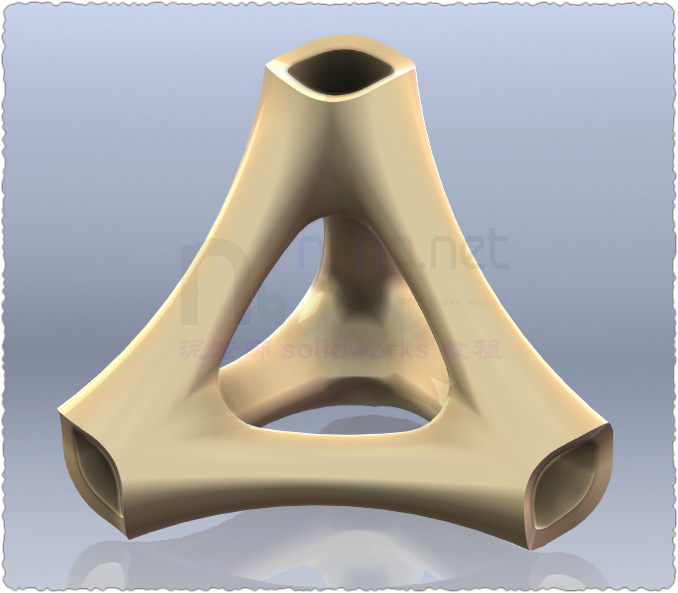 Solidworks画一个交错的圆筒，就像是几根筒骨搭的积木